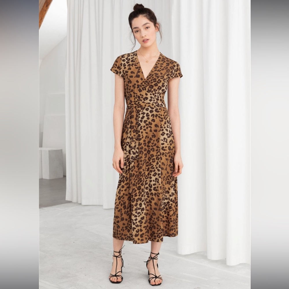 & Other Stories Leopard Midi Wrap Dress